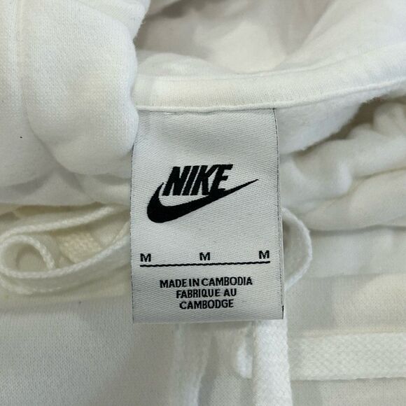 Nike Sweatshirt Men's Size M White Embroidered Swoosh Fleece Pullover Hoodie - Picture 4 of 10